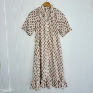 VINTAGE 70’s Cotton Floral Lightweight Summer Dress Night Gown Orange Boho